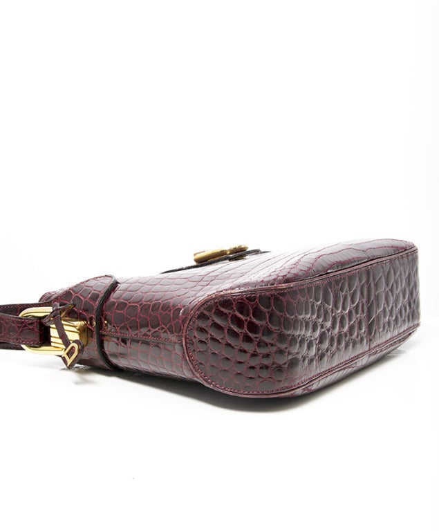 Delvaux Croco Burgundy Shoulder Bag 4