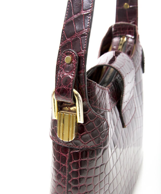 Delvaux Croco Burgundy Shoulder Bag 5