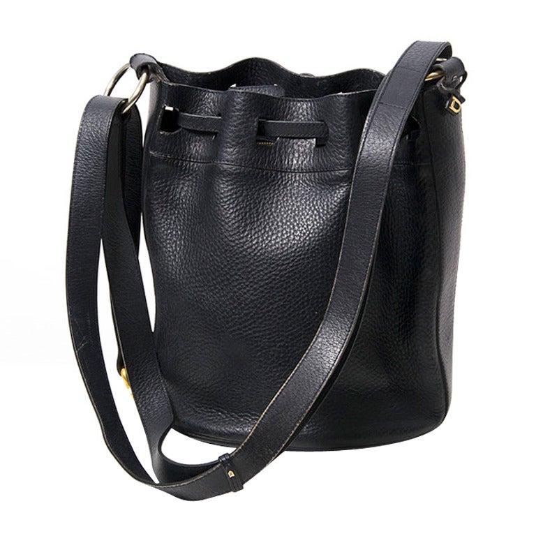 Delvaux Navy Leather Bucket Handbag at 1stdibs