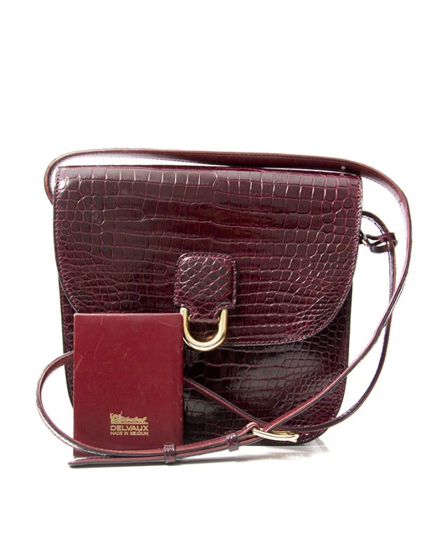 Delvaux Croco Bordeaux Cross Body Bag 5