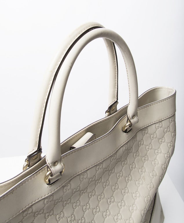 Gucci White Monogram Handbag In Good Condition In Antwerp, BE