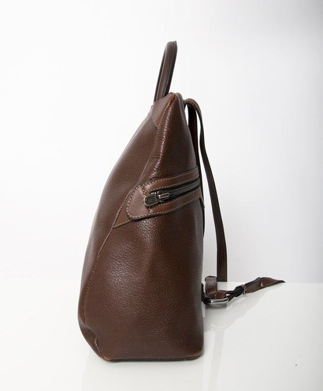 Deux de Delvaux 'Fregate' Brown Backpack Bag In Excellent Condition In Antwerp, BE