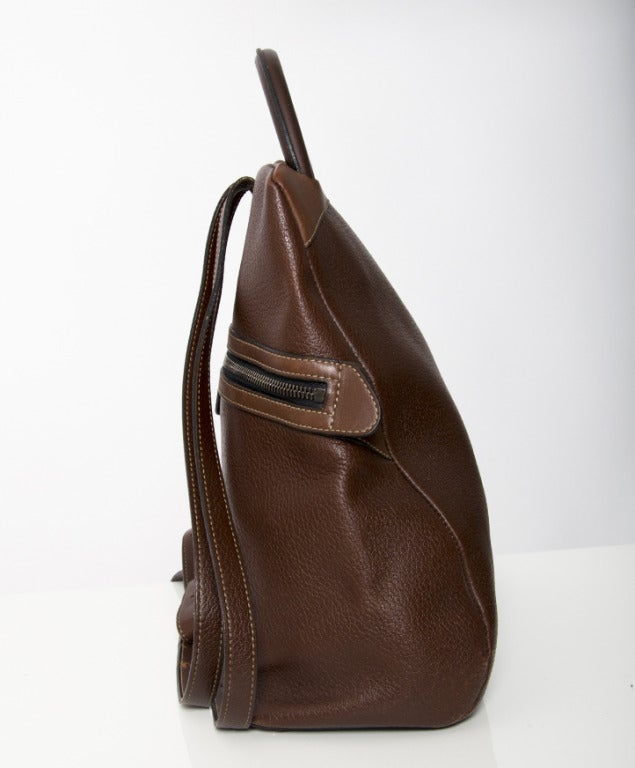 Women's Deux de Delvaux 'Fregate' Brown Backpack Bag