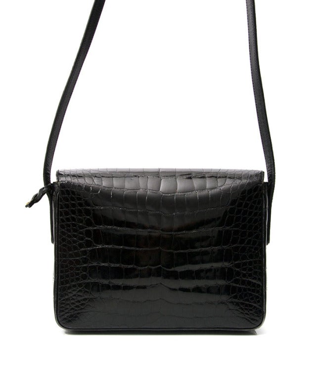 Delvaux Black Croco Flap Bag 1