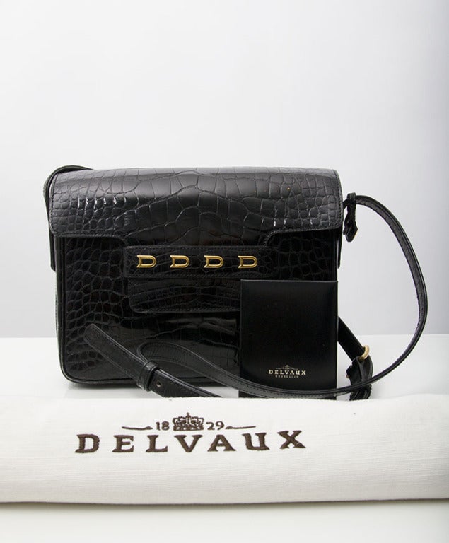 Delvaux Black Croco Flap Bag 4