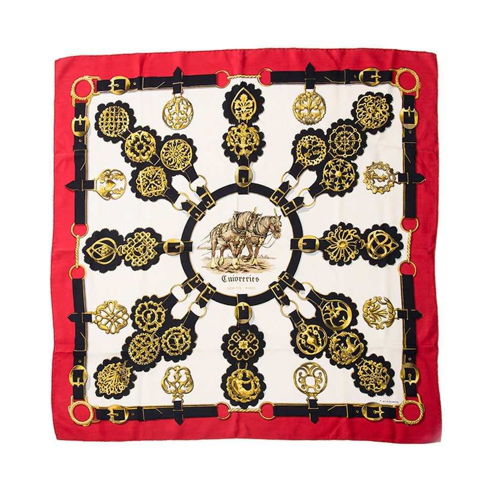 Hermes Carre Foulard Silk Cuivreries