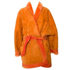 Gianfranco Ferre Orange Fur Coat