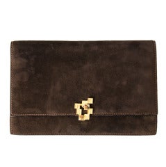 'La Duchesse' Dark Brown Suede Clutch