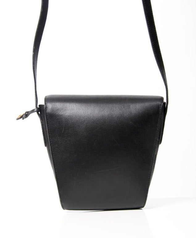 Vintage Delvaux Black Crossbody Bag In Good Condition In Antwerp, BE