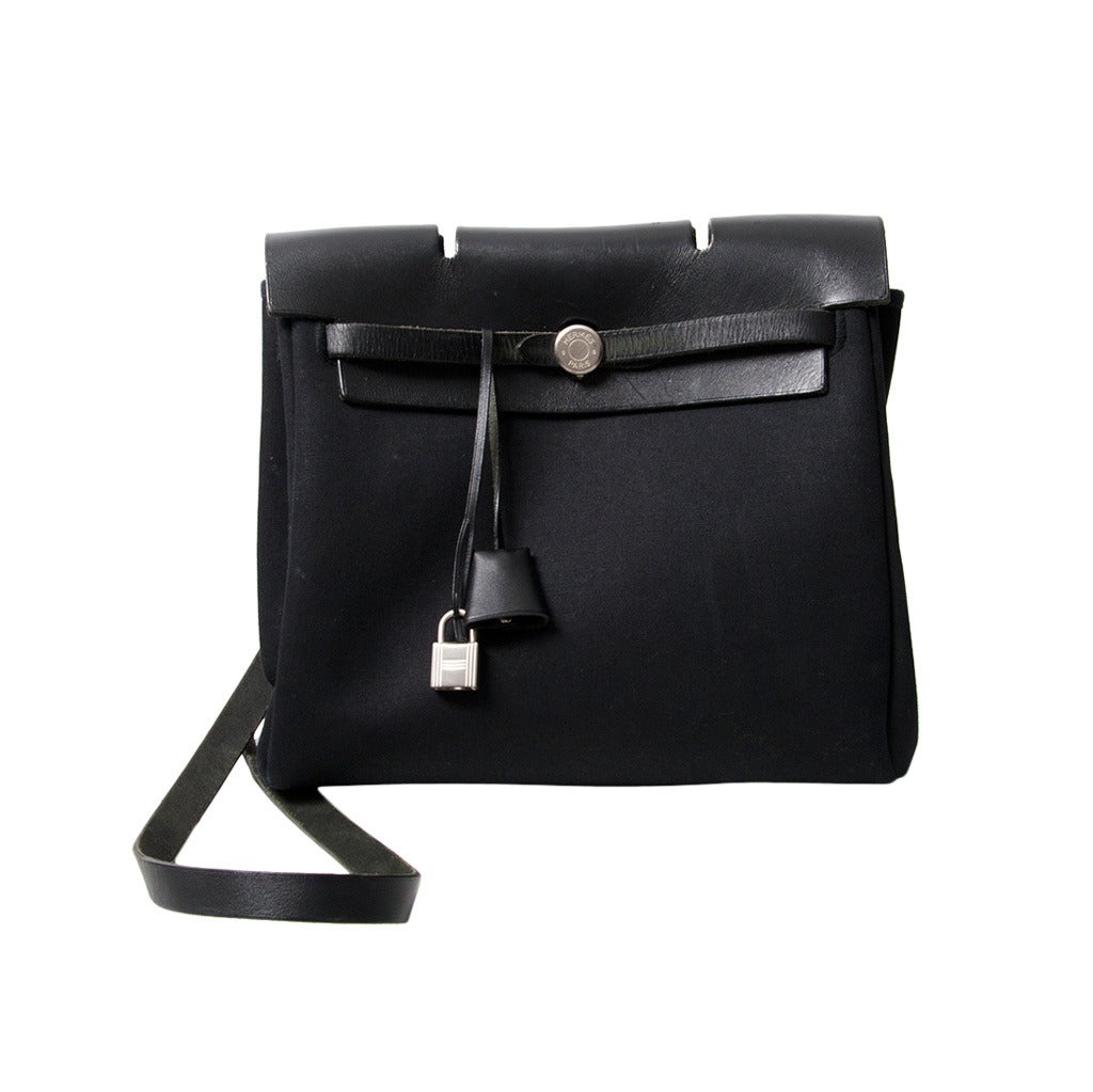 Hermes Herbag Black Toile Canvas 2 in 1 Backpack at 1stdibs  