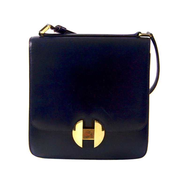Hermes Blue Leather Shoulder Bag