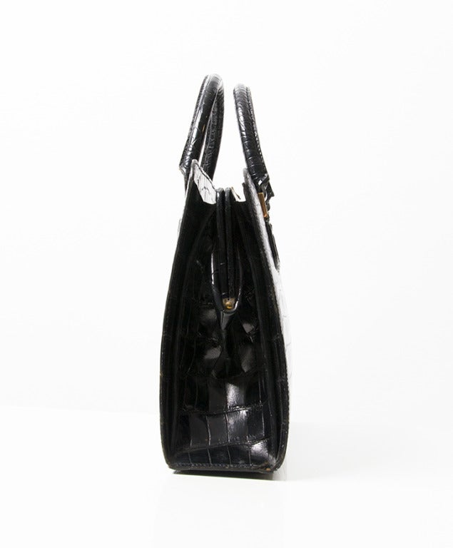 Women's Delvaux Black Croco Handbag