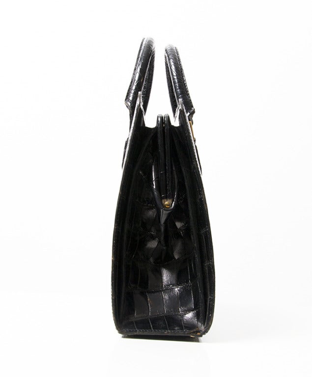 Delvaux Black Croco Handbag 1