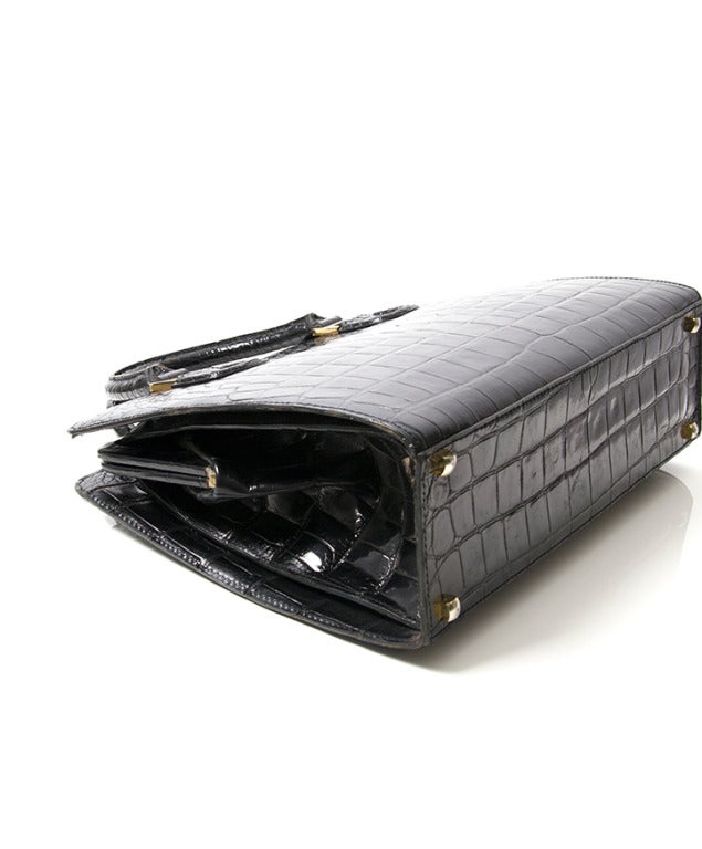 Delvaux Black Croco Handbag 4