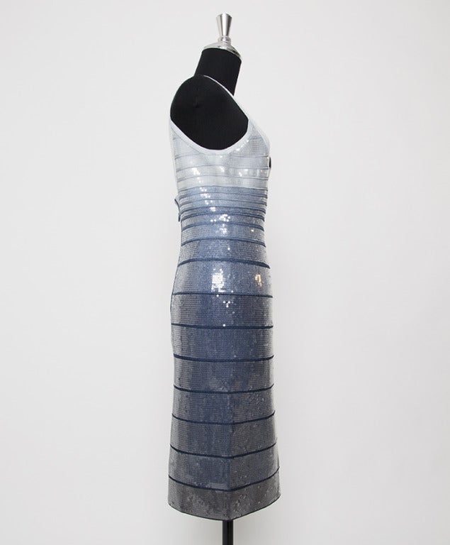 Gray Herve Leger by Max Azria Sequin Blue Dress