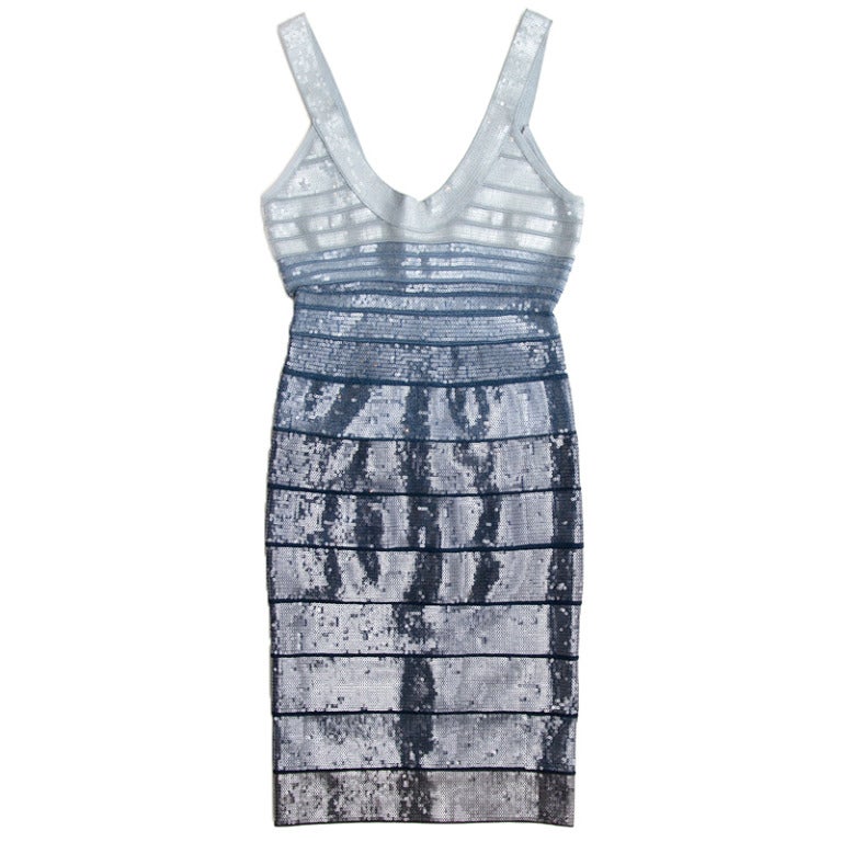 Herve Leger by Max Azria Sequin Blue Dress