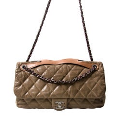 Chanel Khaki Lambskin Shoulder Bag