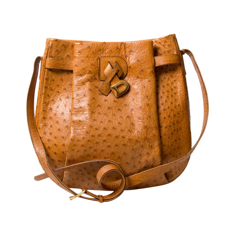 Delvaux "Bannière" Hobo Ostrich Shoulder Bag