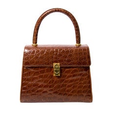Vintage Loewe Alligator Brown Handbag