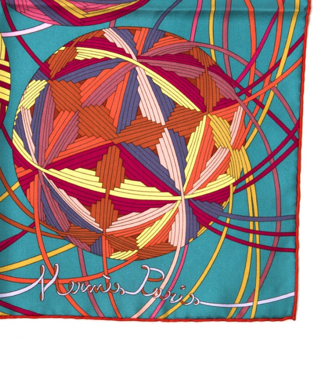 Hermes Silk Scarf Foulard Carre 90 "L'art du Temari"