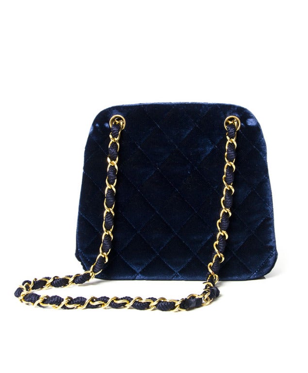Women's Chanel Blue Velour 80' Evening Bag