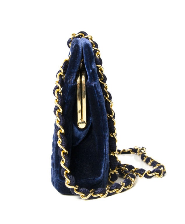 Chanel Blue Velour 80' Evening Bag 1