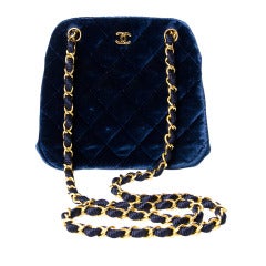 Chanel Blue Velour 80' Evening Bag