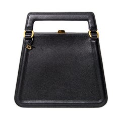 Delvaux Black Structured Trapeze Shoulder Bag