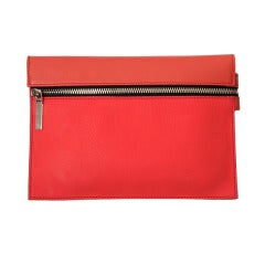 Victoria Beckham Two-Tone Coral Leather Clutch