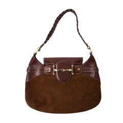 Gucci Chocolate Brown Suede Hobo Bag