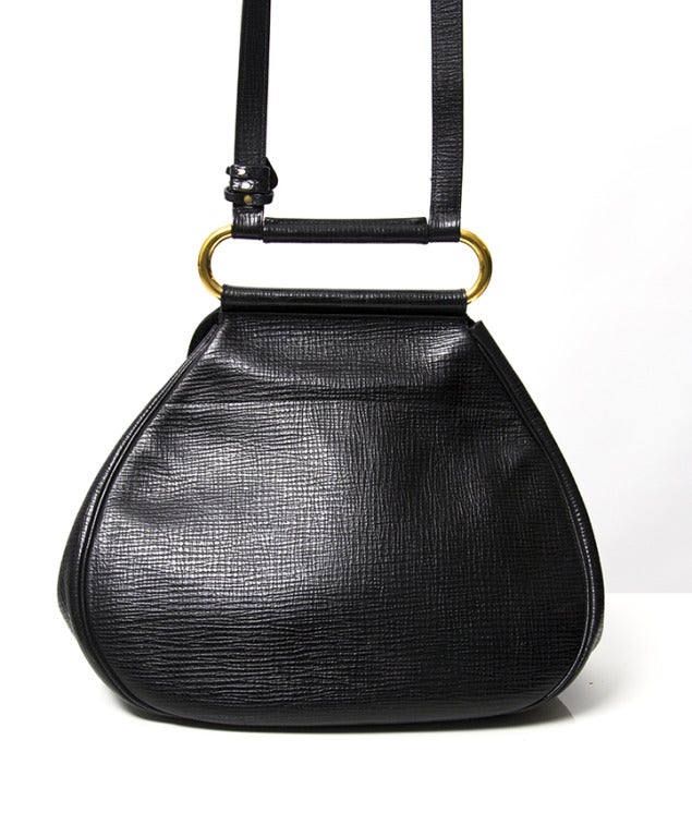 Delvaux Black 'Cerceau' Jumping Bag. In perfect condition. Grained calfskin, type 'Jumping' leather. Gold hardware throughout.