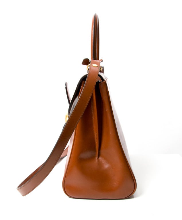 Delvaux Cognac Brillant MM With Shoulder Strap 1