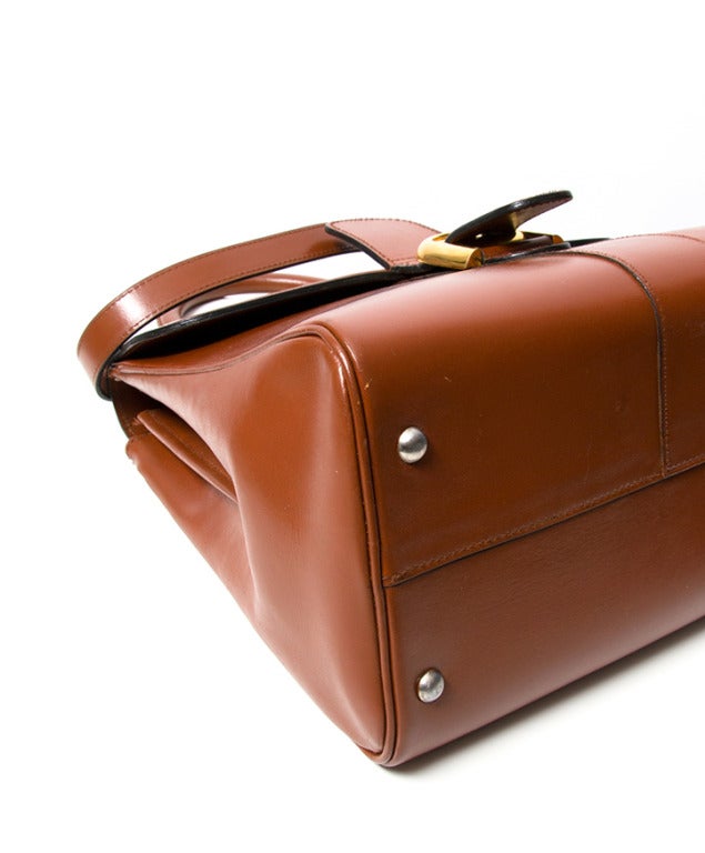 Delvaux Cognac Brillant MM With Shoulder Strap 4