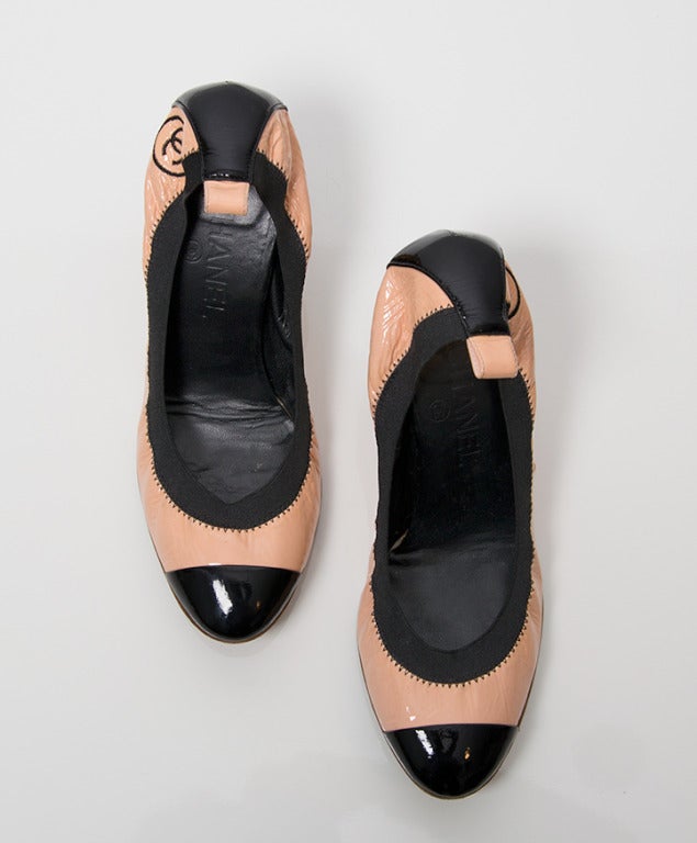 Vintage Chanel  Square Toe Ballet Pump in Beige, size 9