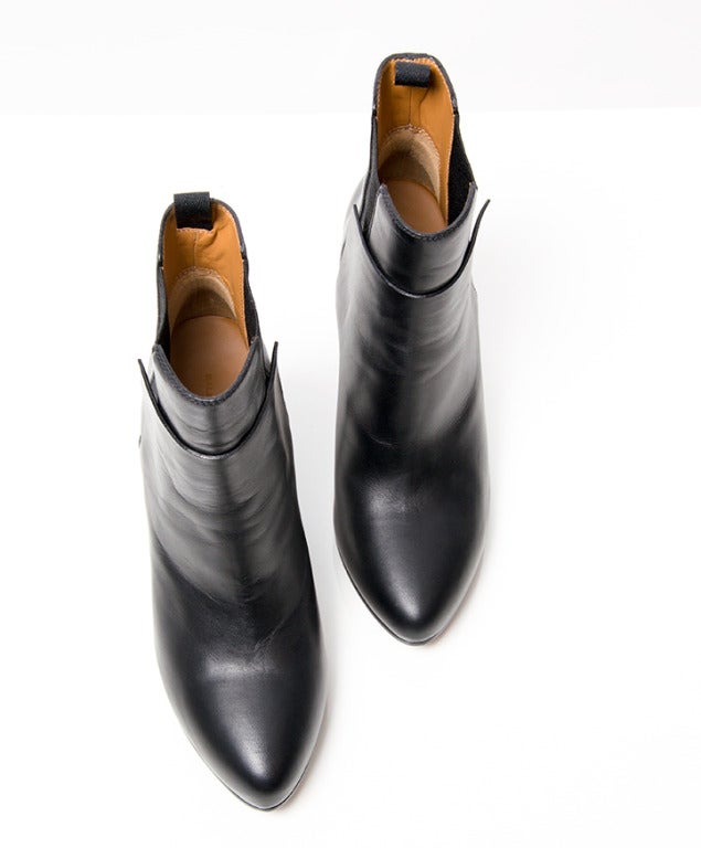 Balenciaga Black Calf Leather Ankle Boots 2
