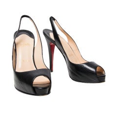 Christian Louboutin Black Slingback Peep Toe Platform Sandals