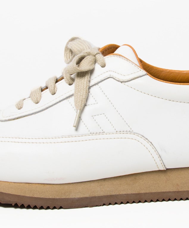 Hermes White and Beige Sneakers In Excellent Condition In Antwerp, BE