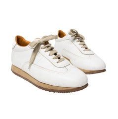 Hermes White and Beige Sneakers