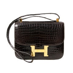 Hermes Constance Coffee Croc Porosus