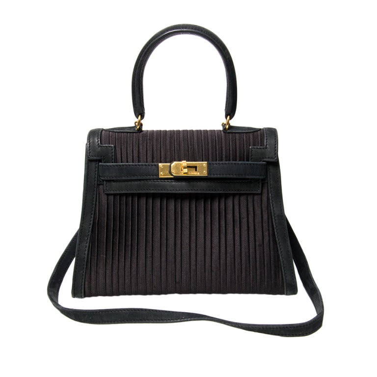 COLLECTOR PIECE Hermes Kelly Mini Black Satin/Suede 20 cm For Sale