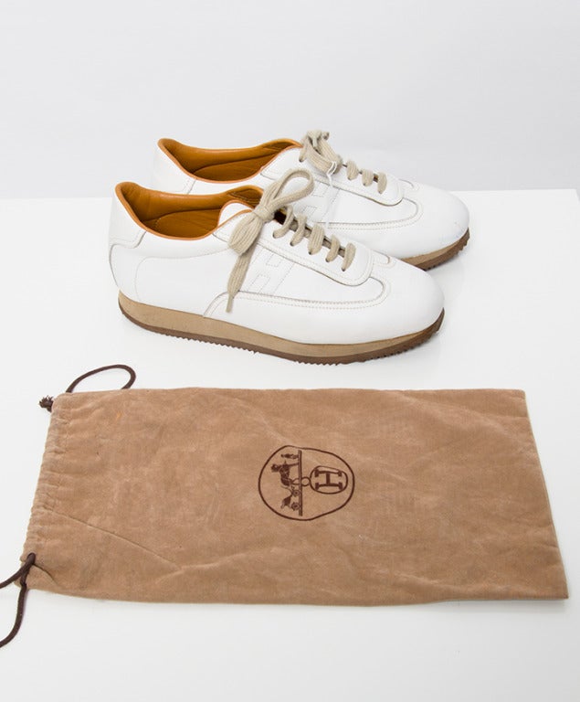 Hermes White and Beige Sneakers 1