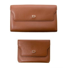 Delvaux Cognac Wallet and Card Holder