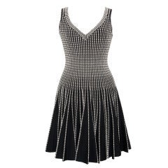 Alaïa Black and White Striped Sleeveless Dress