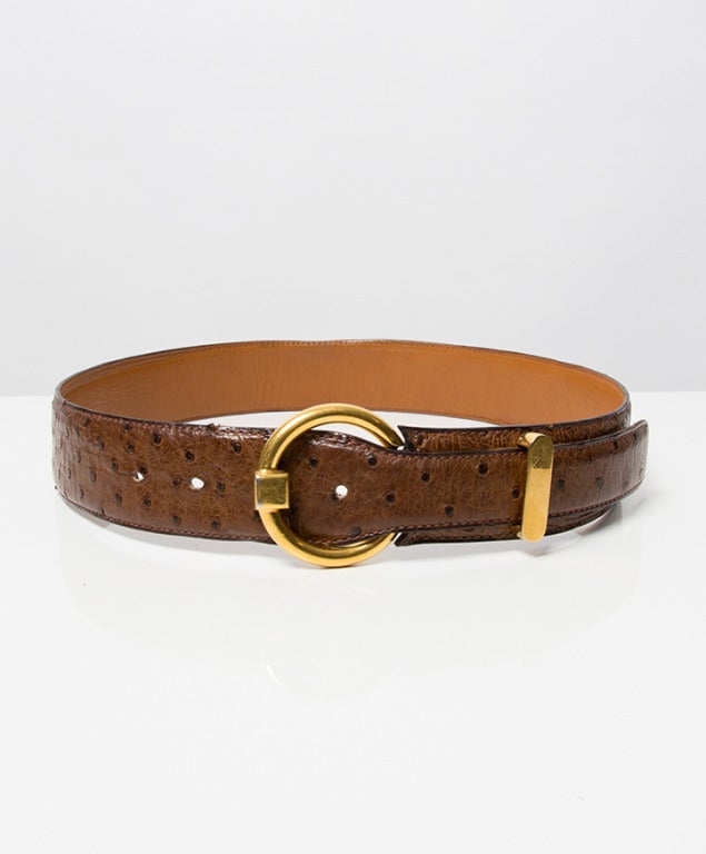 Delvaux Brown/Cognac Ostrich Belt 1