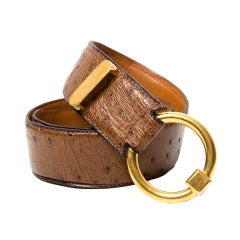 Delvaux Brown/Cognac Ostrich Belt