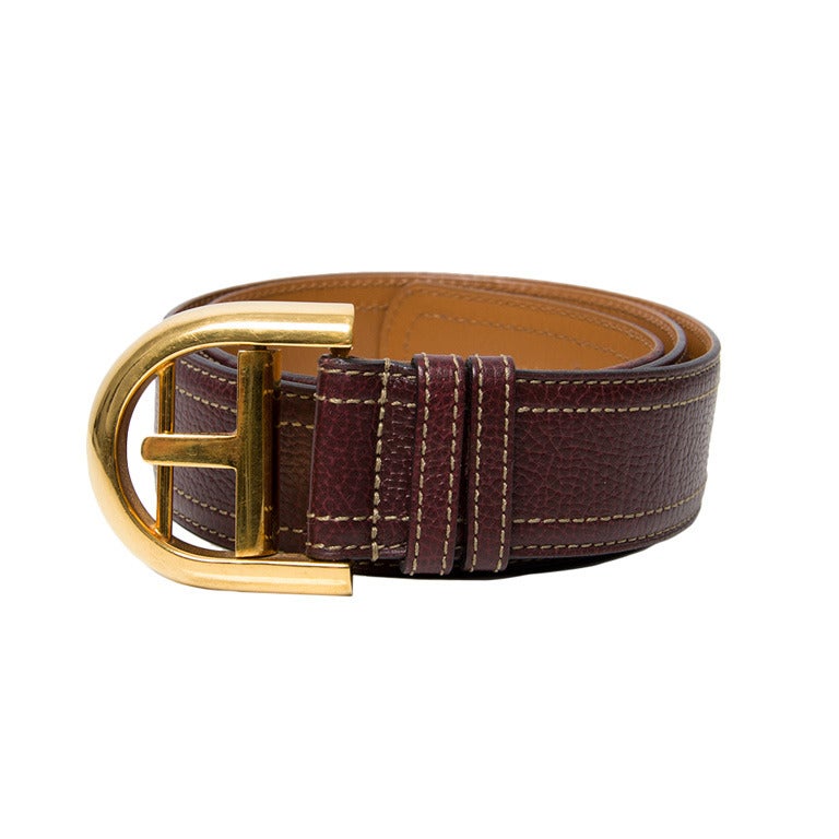 Delvaux Red/Brown Leather Belt
