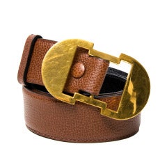 Delvaux Dark Cognac Leather Belt