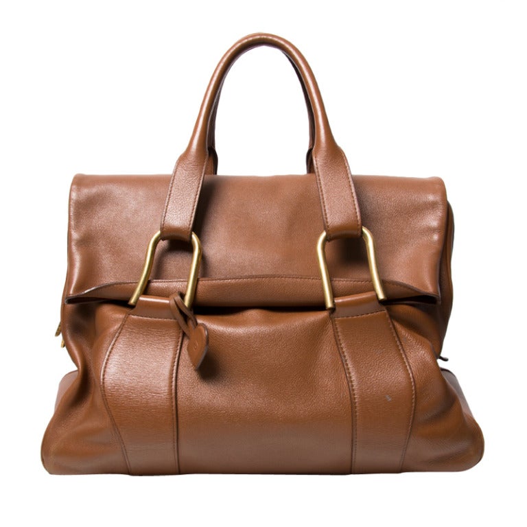 Delvaux Cognac City Lady Flap Bag