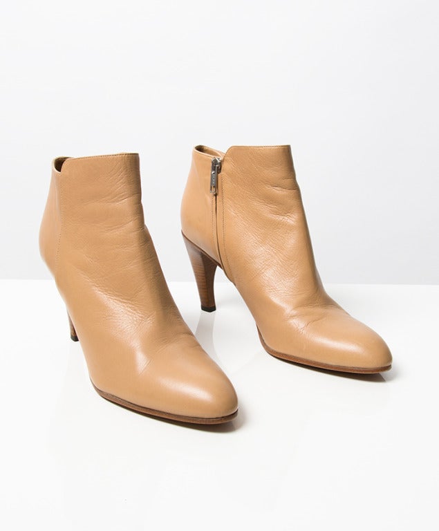Veronique Branquinho Beige Leather Ankle Boots In Excellent Condition In Antwerp, BE