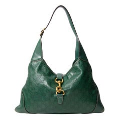 Gucci Green Leather Monogram Handbag